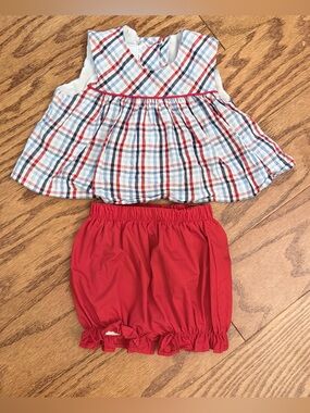 Little English Red, Blue and White Plaid Tank Top with Red Bloomers